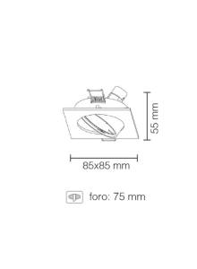 FARETTO AD INCASSO QUADRATO ORIENTABILE IN ALLUMINIO BIANCO GU10 IP20 STONE 8008/B