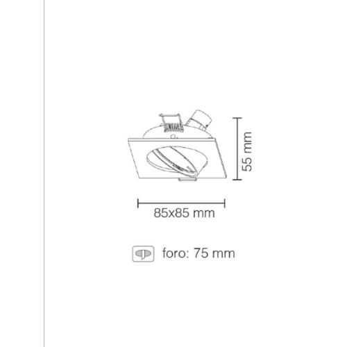 FARETTO AD INCASSO QUADRATO ORIENTABILE IN ALLUMINIO CROMO SATINATO GU10 IP20 STONE 8008/CS