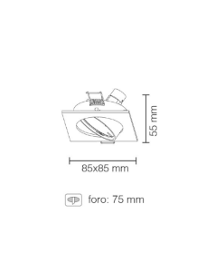 FARETTO AD INCASSO QUADRATO ORIENTABILE IN ALLUMINIO NICHEL SATINATO GU10 IP20 STONE 8008/NS