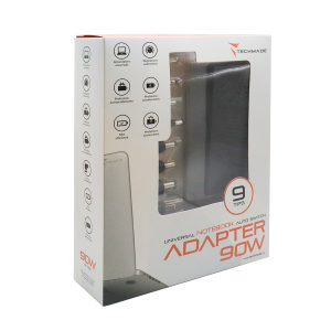 ALIMENTATORE UNIVERSALE PER NOTEBOOK 90W CON 9 TIPS INTERCAMBIABILI TECHMADE TM-AFUA09
