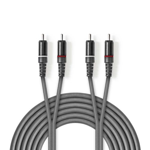 Cavo audio stereo 2x RCA maschio | 2x RCA maschio | Nichelato | 1,50 m 