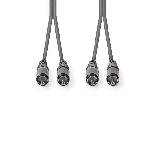 Cavo audio stereo 2x RCA maschio | 2x RCA maschio | Nichelato | 1,50 m 