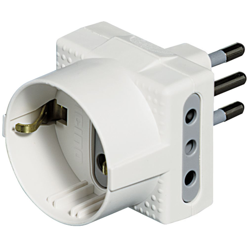 Adattatore Spina 10a - 1 presa tedesca 2 prese 10A bianco 