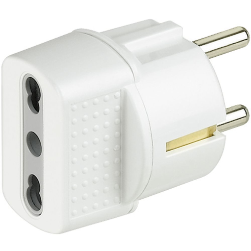 ADATTATORE CON SPINA TEDESCA E PRESA BIPASSO 10/16A BIANCO BTICINO S3625DE