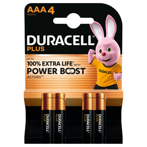 BATTERIE ALCALINE AAA LR03 1,5V POWER BOOST BLISTER 4 PEZZI DURACELL MN2400B4