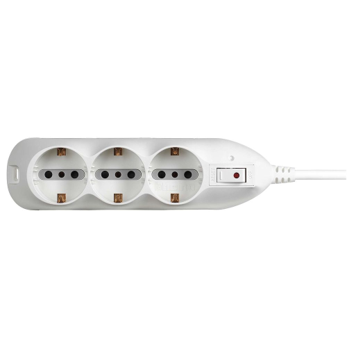 Multipresa Slot 9 prese - 6 prese bipasso 10/16A + 3 Schuko c/cavo - bianco - Spina 10A