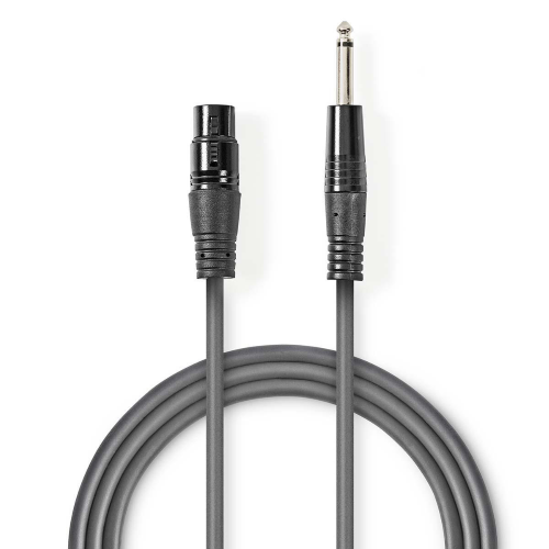 Cavo audio XLR 3 pin femmina | 6,35 mm maschio | nichelato | 1,50 m 