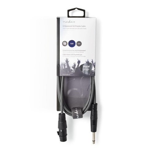 Cavo audio XLR 3 pin femmina | 6,35 mm maschio | nichelato | 1,50 m 