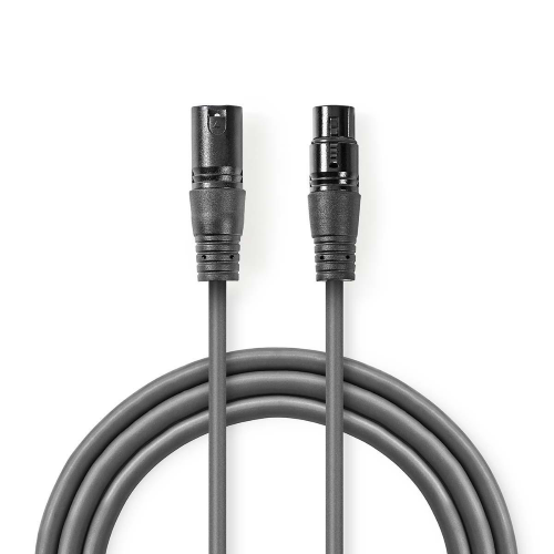 Cavo audio bilanciato XLR 3 pin maschio | XLR 3 pin femmina | nichelato | 1,00 m | grigio scuro |