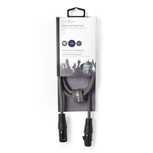 Cavo audio bilanciato XLR 3 pin maschio | XLR 3 pin femmina | nichelato | 1,00 m | grigio scuro |