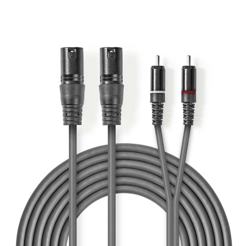 Cavo audio bilanciato 2x XLR 3-Pin Maschio | 2x RCA Maschio | Nichelato | 3,00 m 