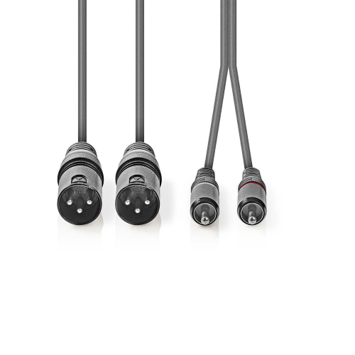 Cavo audio bilanciato 2x XLR 3-Pin Maschio | 2x RCA Maschio | Nichelato | 3,00 m 