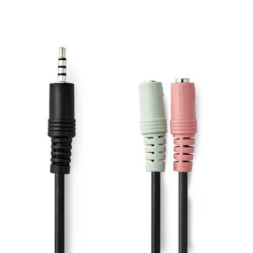 Cavo audio stereo Maschio da 3,5 mm 4P | 2x Femmina da 3,5 mm |0,20 m |