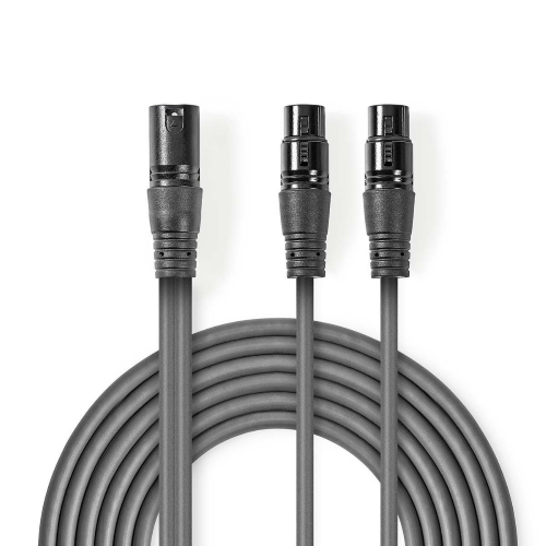 Cavo audio bilanciato XLR 3 pin maschio | 2x XLR 3 pin femmina |  1,50 m 