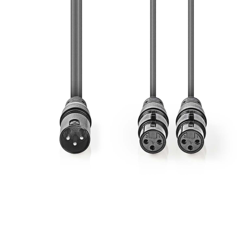 Cavo audio bilanciato XLR 3 pin maschio | 2x XLR 3 pin femmina |  1,50 m 