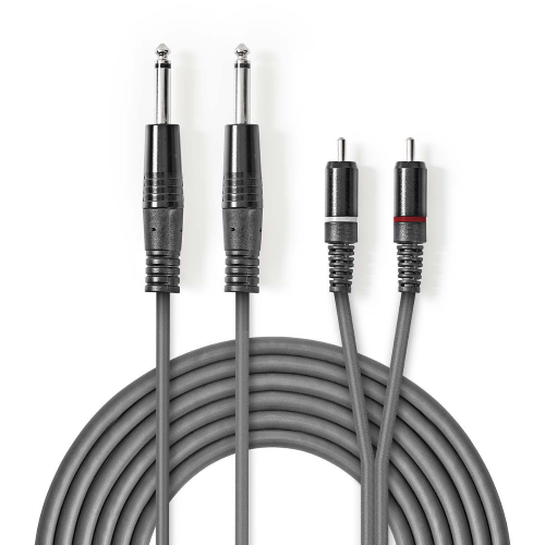 Cavo audio stereo 2x 6,35 mm maschio | 2x RCA maschio | 5,00 m