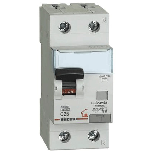 Bticino magnetotermico differenziale 25A 1P+N 4,5KA GC8813AC25