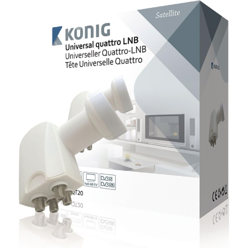 König KN-LNB-QT20 LNB Quattro Universale 0.2 Db per Multiswitch, Bianco