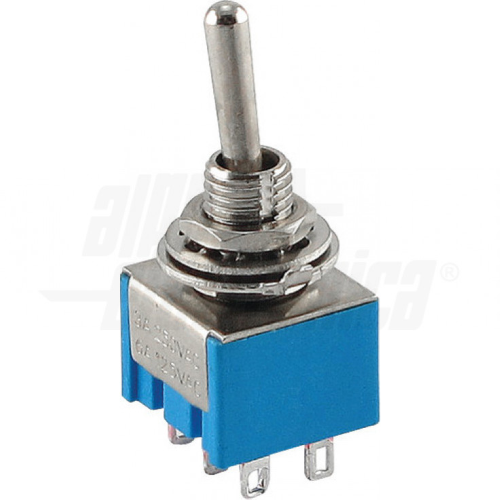 Interruttore deviatore Miniatura - 2P - DPCO - ON/OFF/ON - 3A@250V - 6 term. a saldare