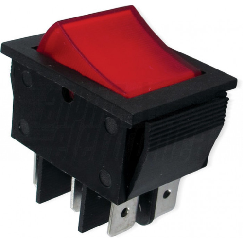 Deviatore-Rosso-2P-DPDT- ON/ON-15A@250V-6 term. faston 6,3 NON LUMINOSO
