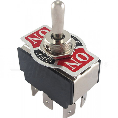 Interruttore deviatore Medio - 2P - (ON)/OFF/(ON) - 10A@250V - 6 term. faston 6,3