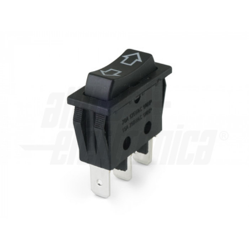 Deviatore - Nero - 1P - (ON)/OFF/(ON) - 15A@250V - 3 term. faston 4,8