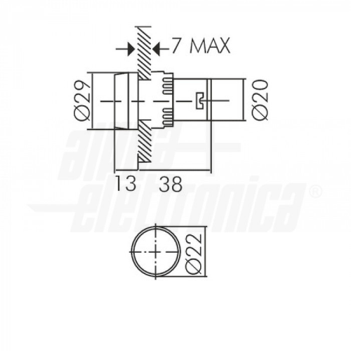 Indicatore Led da pannello - 230Vac - Verde