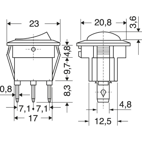INTERRUTTORE 2POLI LUMINOSO ROSSO 12V