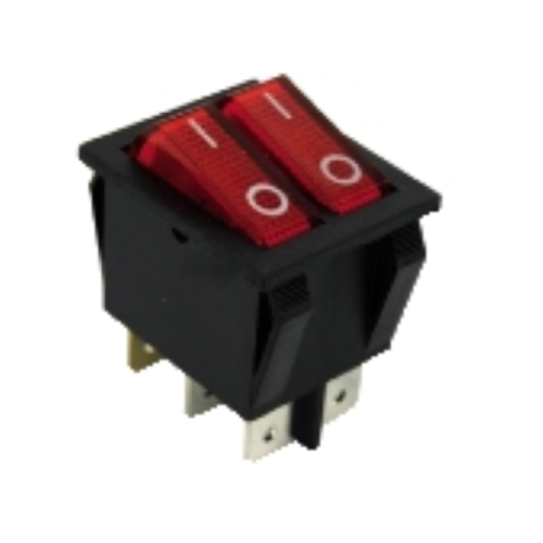 INTERRUTTORE A BASCULA DOPPIO BIPOLARE LUMINOSO ROSSO ON-OFF