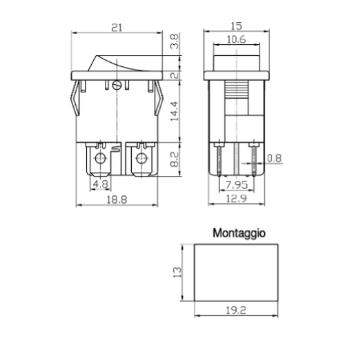 INTERRUTTORE A BASCULA UNIPOLARE ROSSO ON-OFF GBC