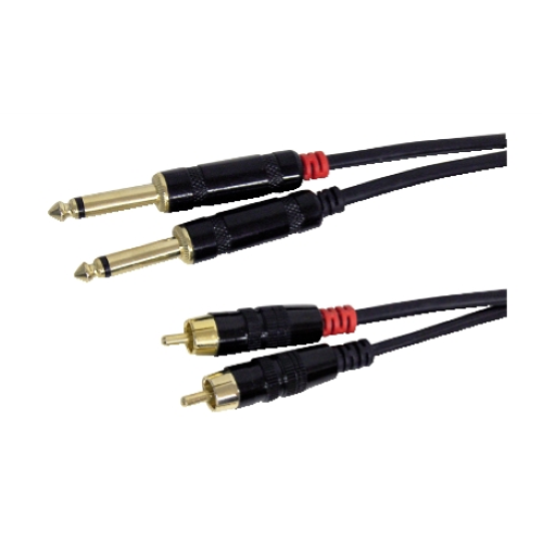 CAVO AUDIO PROFESSIONALE 2 SPINE 6,3MM MONO / 2 SPINE RCA 5M GBC