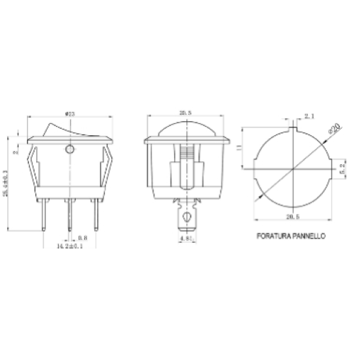 INTERRUTTORE UNIPOLARE A BILANCERE LUMINOSO ROSSO 230V GBC