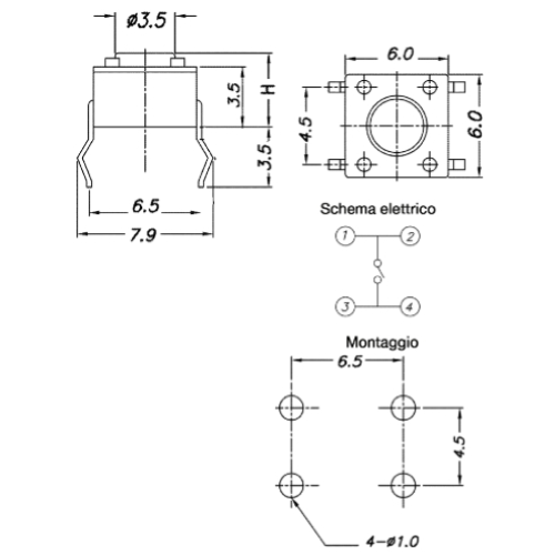 MICROPULSANTE DA C.S. 6X6X5 MM GBC