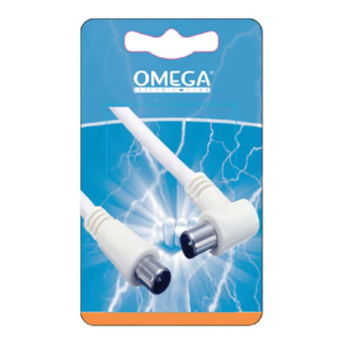 CAVO ANTENNA TV  SPINA MASCHIO 90° - SPINA MASCHIO DIRITTO C/ADATTATORE F/F 1,5m BIANCO