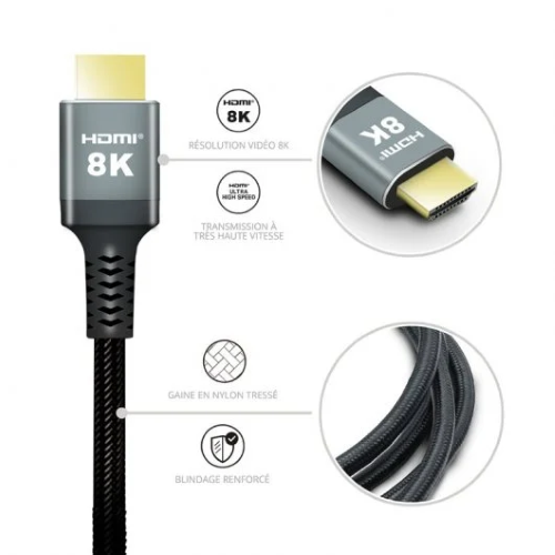 CAVO HDMI 2.1 8K ULTRA HIGH SPEED 48GBPS 3M NERO/ARGENTO