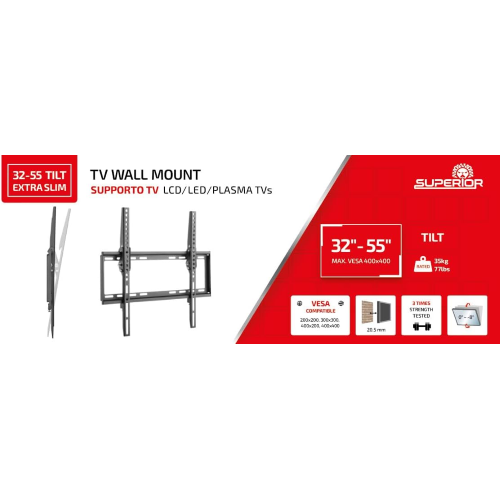 SUPPORTO TV PARETE INCLINABILE 32-55" 35KG SUPERIOR STV005