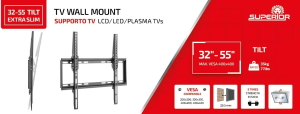 SUPPORTO TV PARETE INCLINABILE 32-55" 35KG SUPERIOR STV005