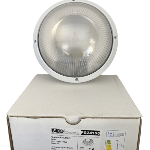 Plafoniera Tonda Bianca IP65 con diffusore trasparente e base in tecnopolimero FAEG FG24155