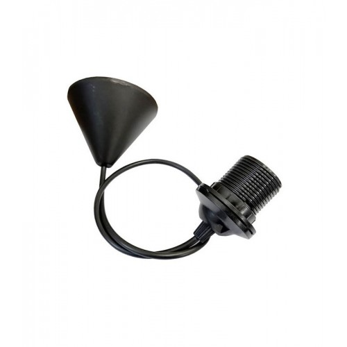 Pendente con rosetta da soffitto e portalampada E27, nero