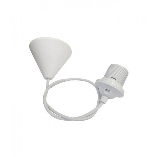 Pendente con rosetta da soffitto e portalampada E27, bianco
