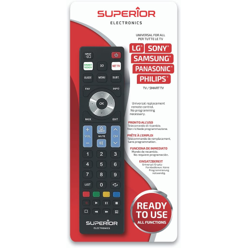 Superior Electronics SUPTRB019 Ready5 Smart- Telecomando universale, Per tutti i televisori LG, Samsung, Sony, Philips e Panasonic costruiti a partire dal 2000