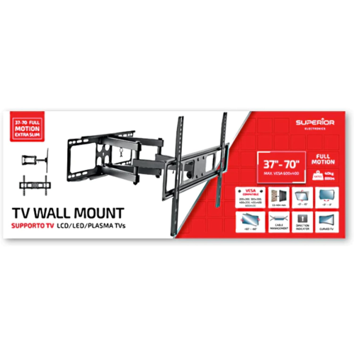 Supporto TV regolabile da 37" a 70" (Full Motion Extra Slim) Superior Electronics SUPSTV011 Vesa 200 x 200, 300 x 300, 400 x 200, 400 x 400, 600 x 400
