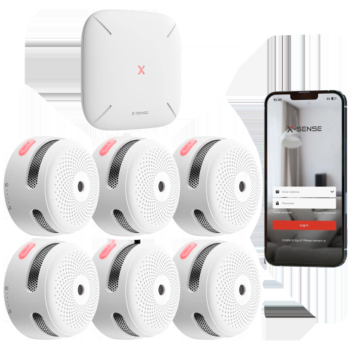 X-Sense KIT 6x Sensori Fumo Link+PRO a batteria sostituibile con centralina RF