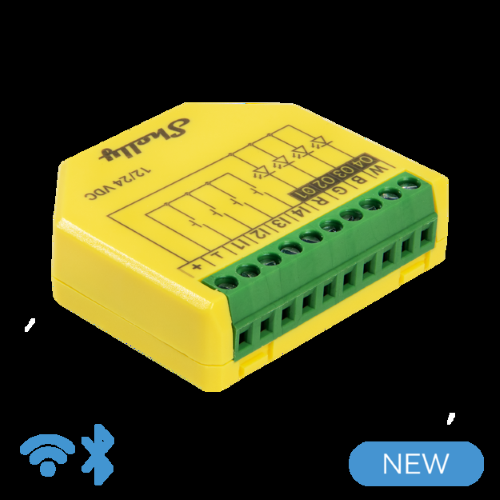 Shelly Plus RGBW PM - Controller Strisce LED WiFI/BT 12-24DC RGBW + PM