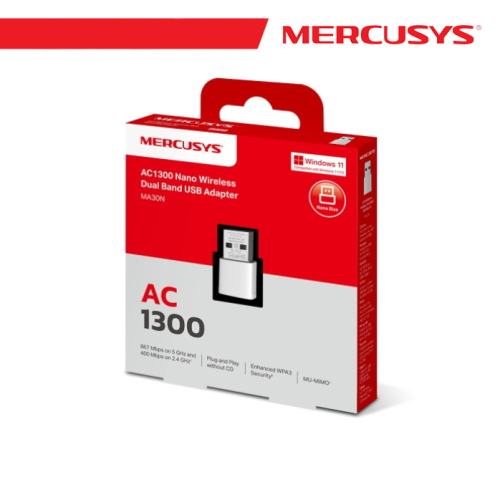 ADATTATORE USB WI-FI AC1300 DUAL BAND NANO MERCUSYS MA30N
