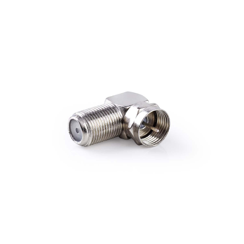 Adattatore per connettore F a presa per connettore F ad angolo retto.