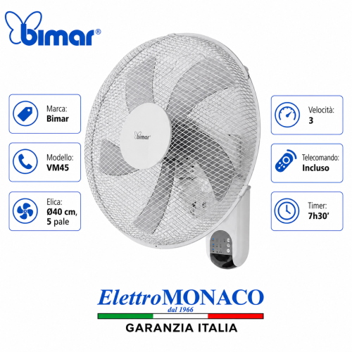 Ventilatore a parete Bimar VM45 40 cm con telecomando