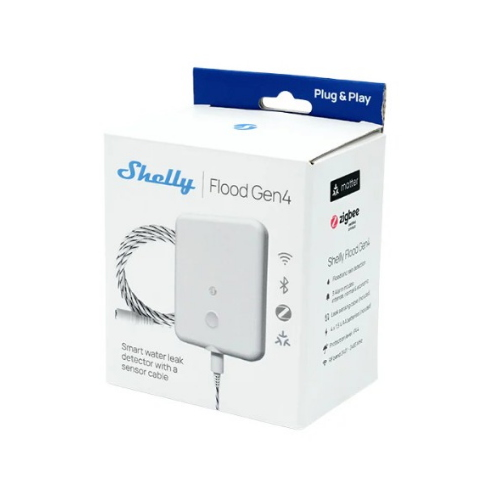 Shelly Flood Gen4 - Sensore allagamento Wi-Fi/ZIgbee/BT Gen4 + cavo 2m