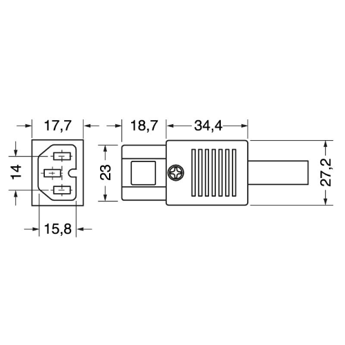 PRESA VOLANTE TRIPOLARE C15 STANDARD