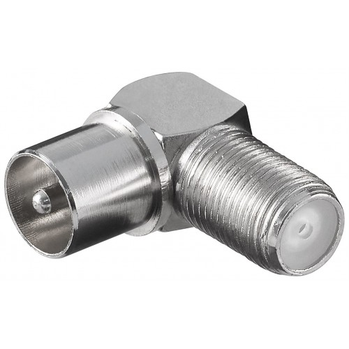 Adattatore ad angolo: Presa F - Spina coassiale 90° TV